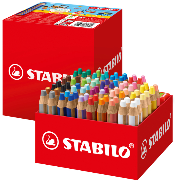 Kleurpotloden STABILO 882 woody 3 in 1 incl 4 slijpers classpack 76st