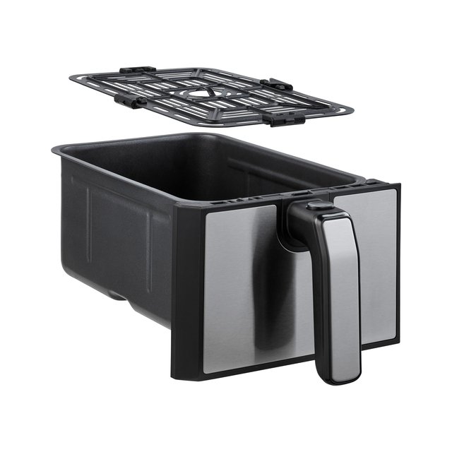 airfryer, emmer, verwijderbare mand, metaal handvat, rek