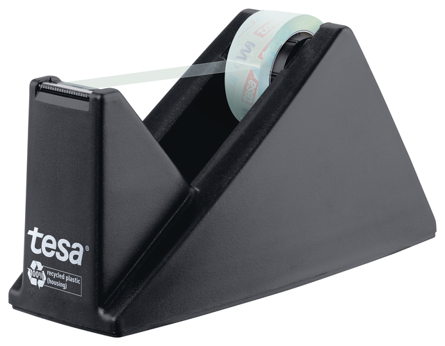 Plakbandhouder Tesa eco&crystal 59045 zwart met 1 rol tape 19mmx10m