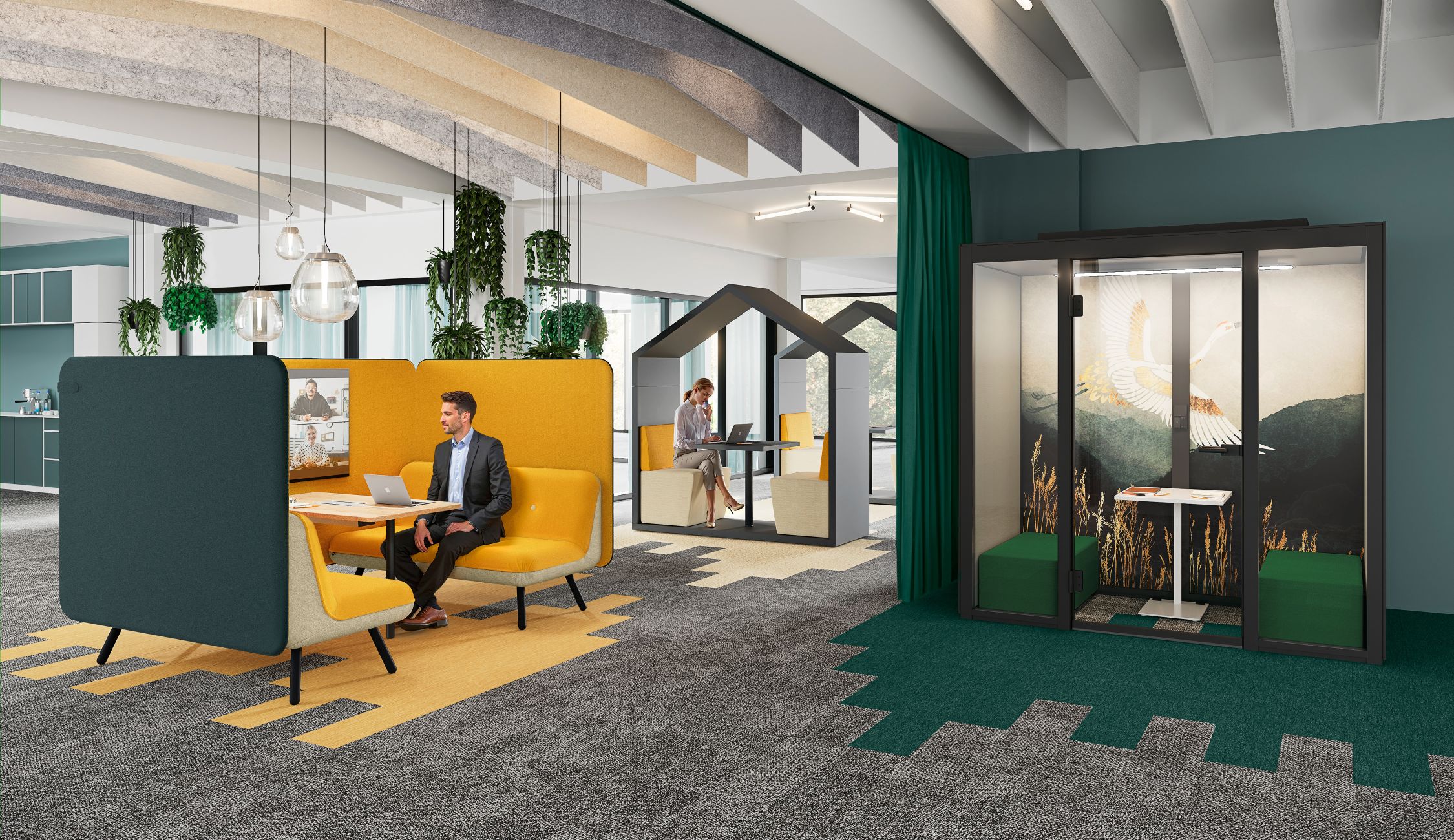 Activity Based Working met akoestische werkzones en verschillende overlegplekken