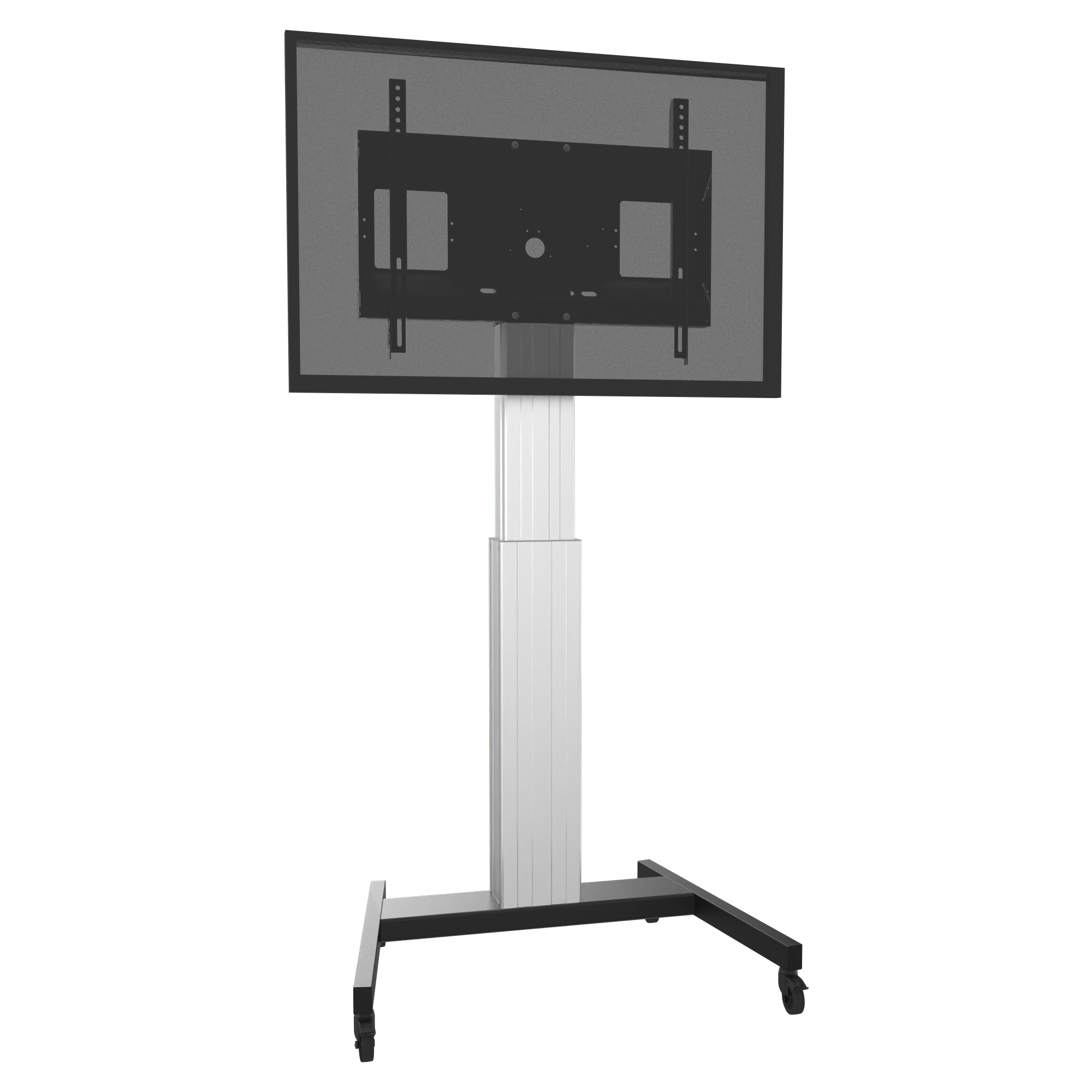 Elektrisch in hoogte verstelbare tv-trolley, verrijdbaar monitorstatief, 50 cm slag