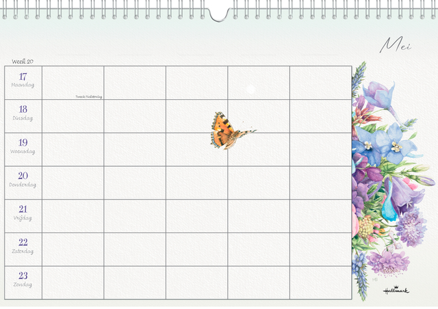 planningssysteem, calendar, illustration, butterfly, flowers