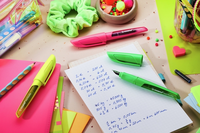 stationery, highlighter, notebook, pencil, scissors