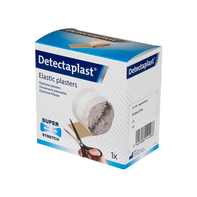 elastische pleister, verbandrol, wit, rekbaar, 6 cm x 5 m
