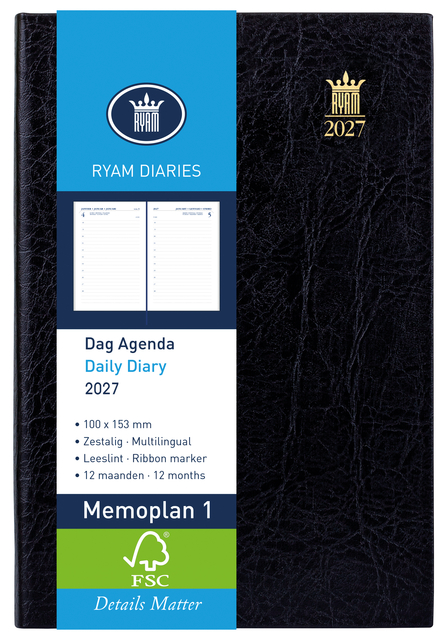 dagagenda, journaling, 2027, ringband, leerboek