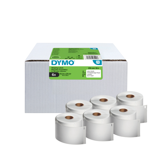 Etiket Dymo LabelWriter 5XL verzendlabel 102x210mm 6 rollen á 140 stuks wit
