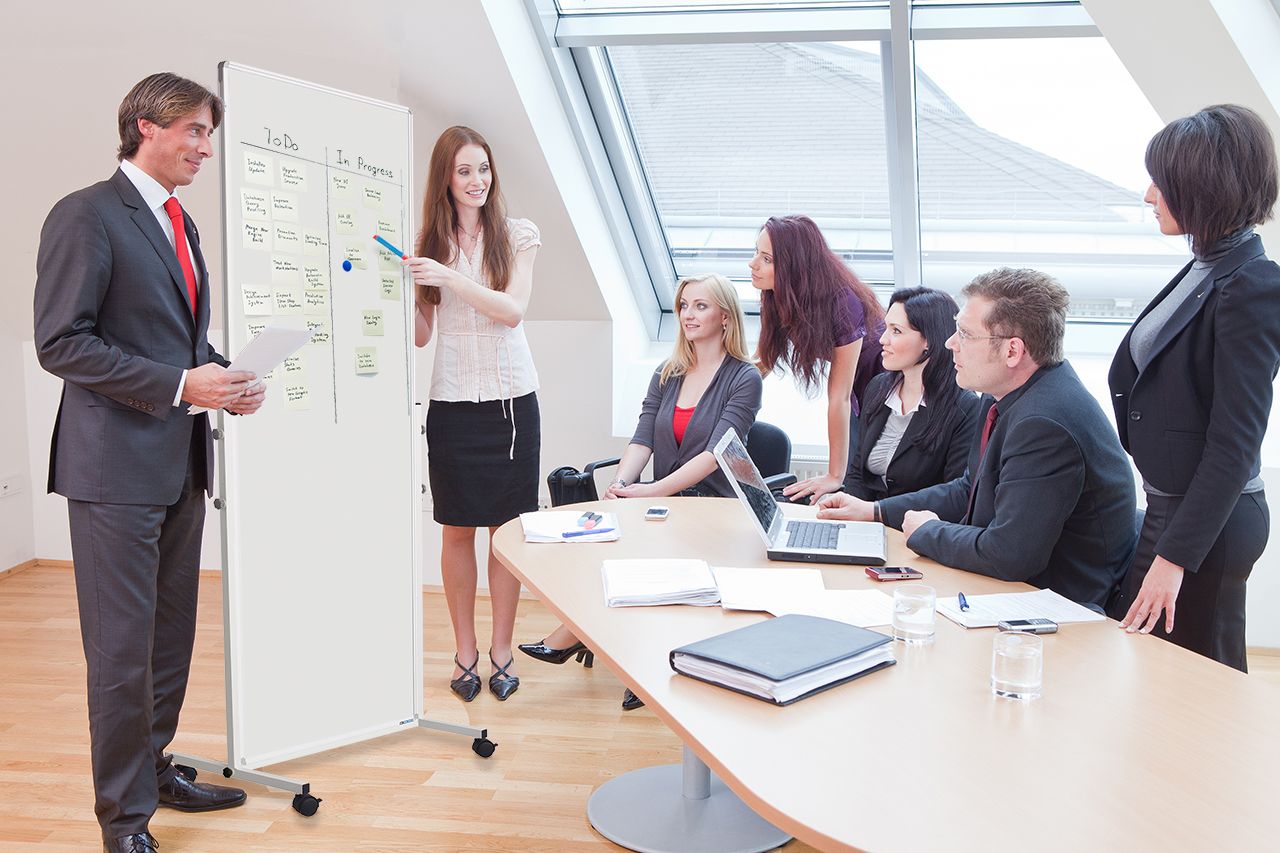 Smit Visual mobiel whiteboard, gelakt staal wit - 180x75 cm