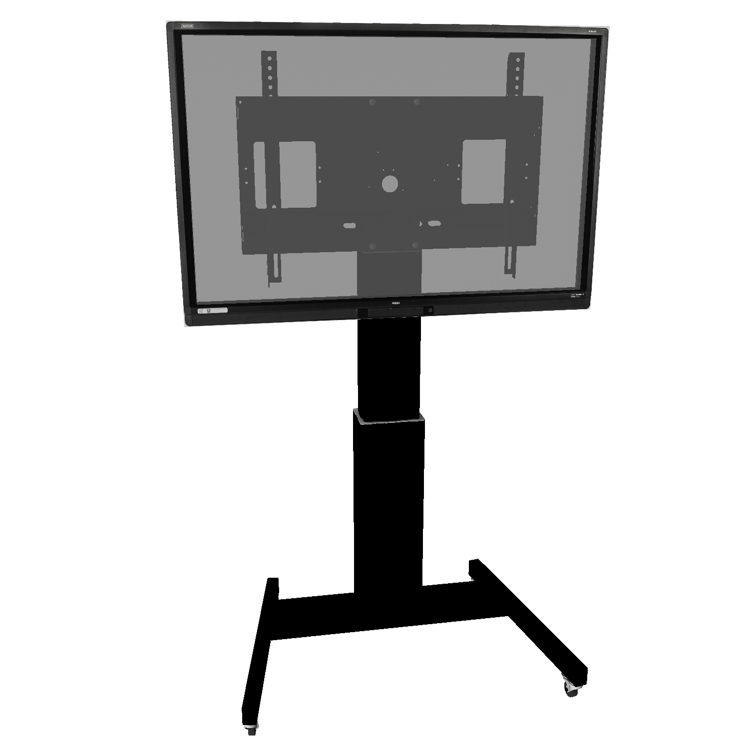 Elektrisch in hoogte verstelbare tv-trolley, verrijdbaar monitorstatief, 50 cm slag