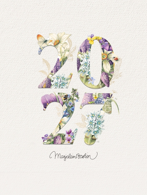 nummer 25, illustratie, bloemen, floral patroon, kalender