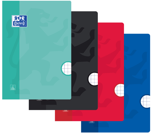 notitieblok, notitieboek, klemring, glad karton, Oxford-logo