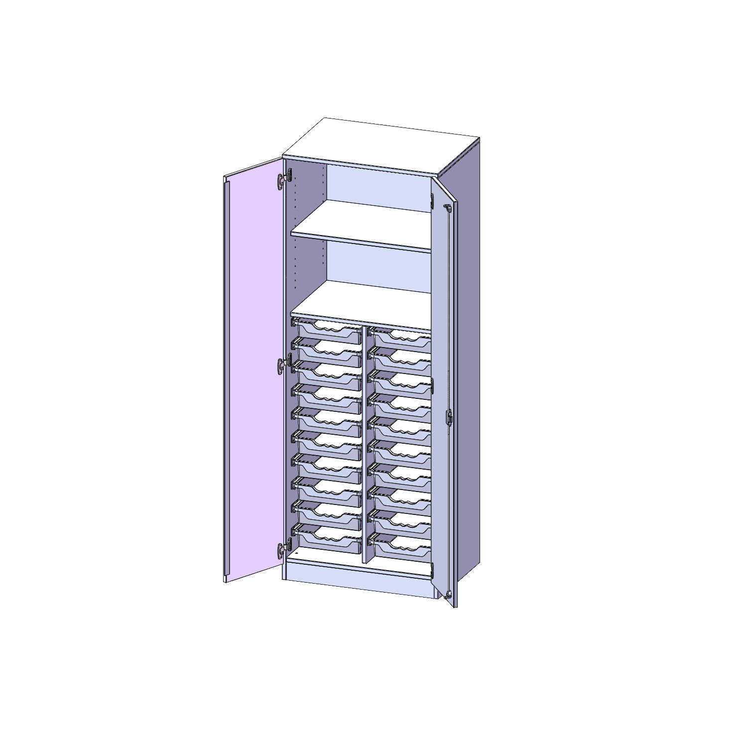 ErgoTray kast, twee rijen, 5 ordnerhoogtes - evo180 serie