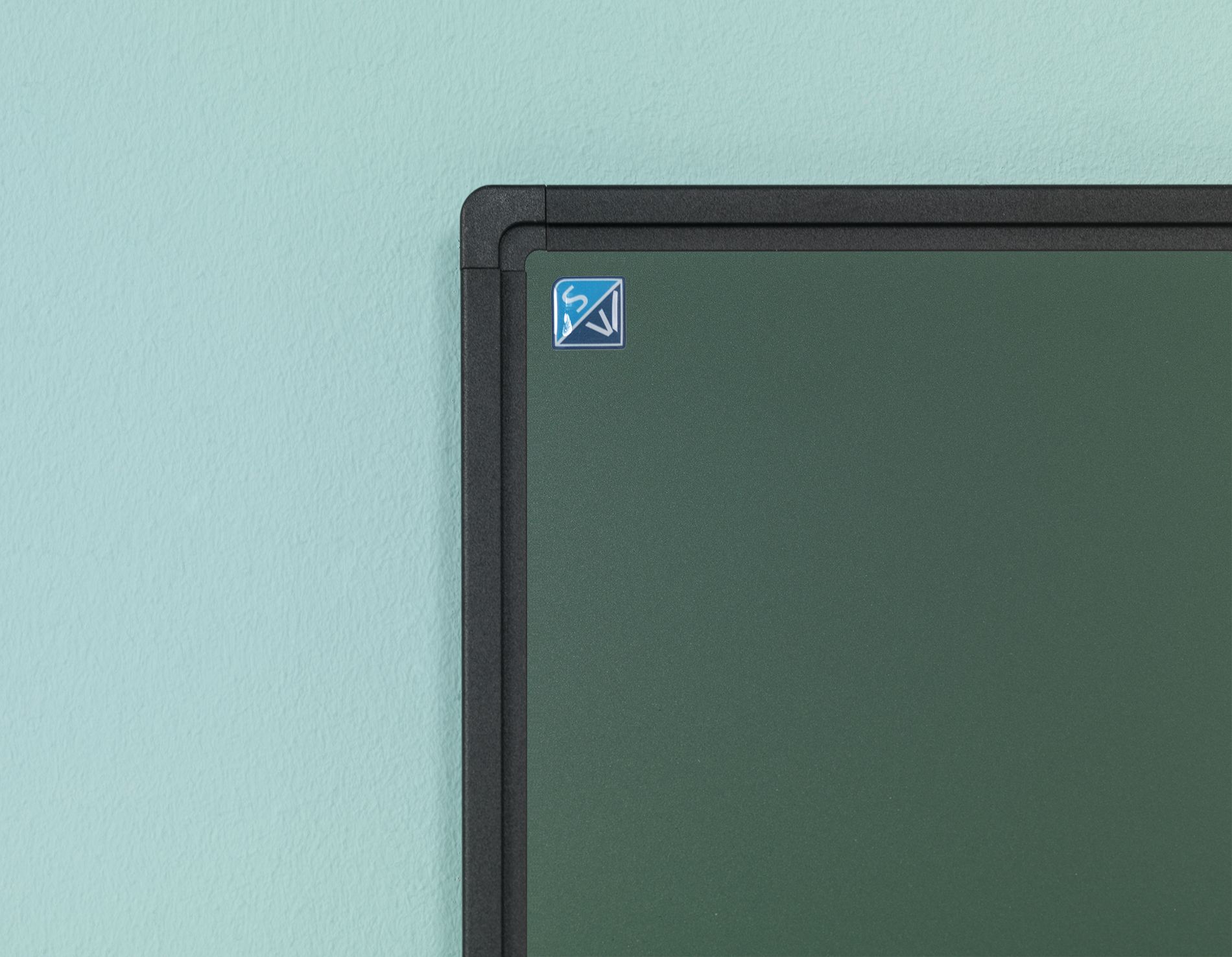 Krijtbord zwart Softline profiel 8mm, emailstaal groen - 60x90 cm