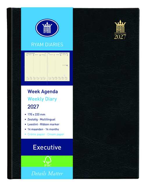agenda, week planner, week diary, 2027, notebook cover