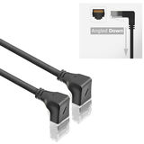 ACT Zwarte 5 meter U/FTP CAT6A LSZH Slimline patchkabel met RJ45 connectoren 90° haaks beneden naar 90° haaks beneden