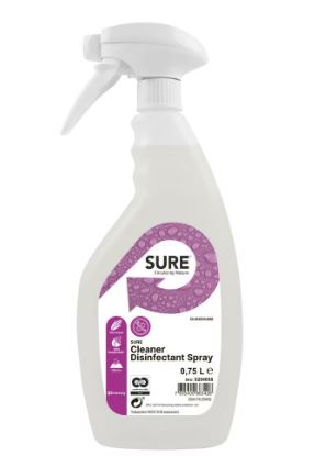 SURE Cleaner Disinfectant en Reinigings Spray doos 6x750ml