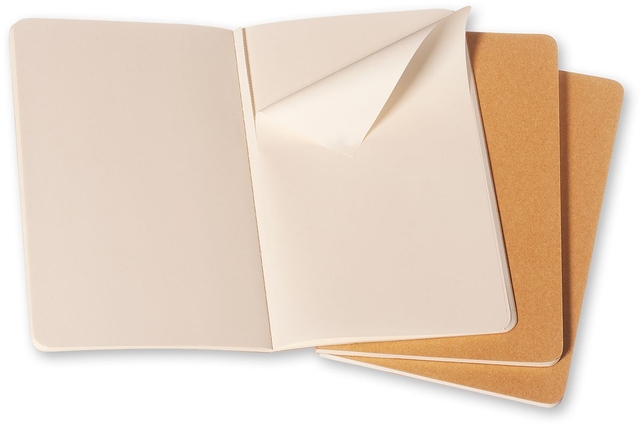 Schrift Moleskine 130x210mm blanco 160 pagina's 70gr kraft set à 3 stuks