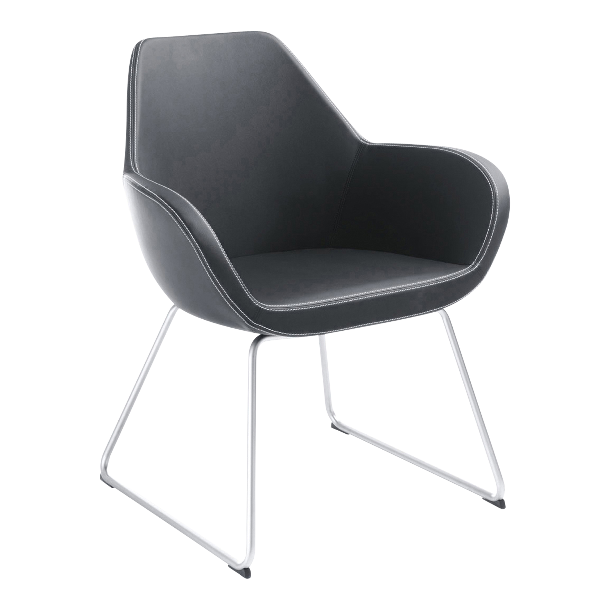 1-zits stoel Nele, met sledeonderstel - B/H/D: 67x85x62 cm, framekleur en bekleding selecteerbaar