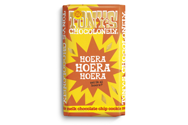 Chocolade Tony's Chocolonely gefeliciteerd melk cocolate chipcookie reep 180gr