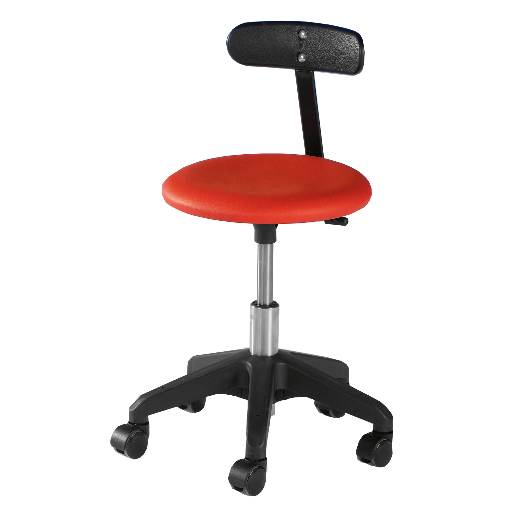 Kruk Carina, met kunstlederen bekleding, verrijdbaar, met rugleuning