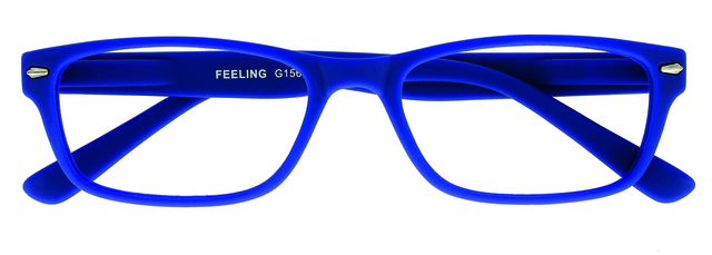 bril blauw, plastic montuur, bijzien paar, oogbescherming, draagbaar