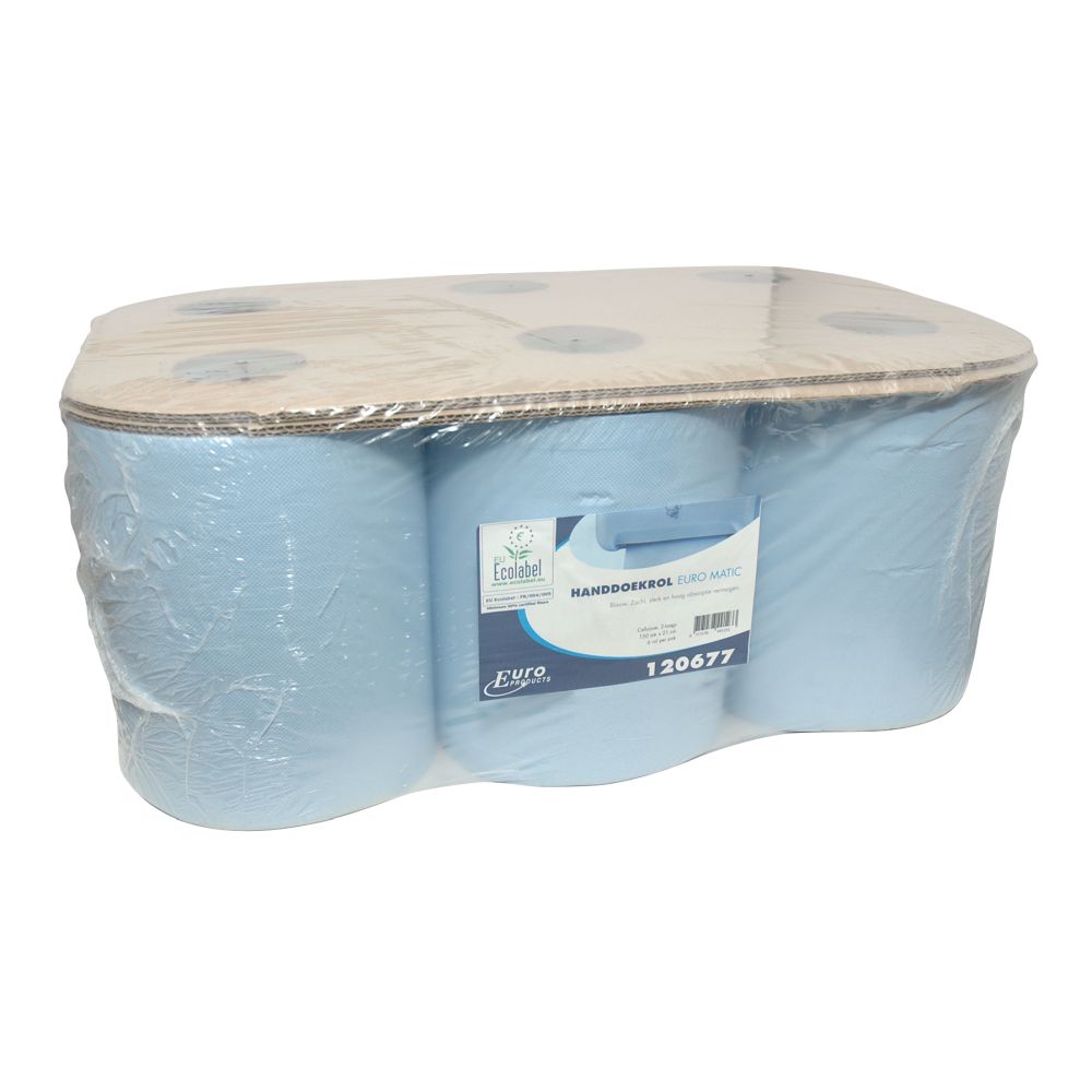 Euromatic handdoekrol blauw Cel Eco 2-lgs 6x150m