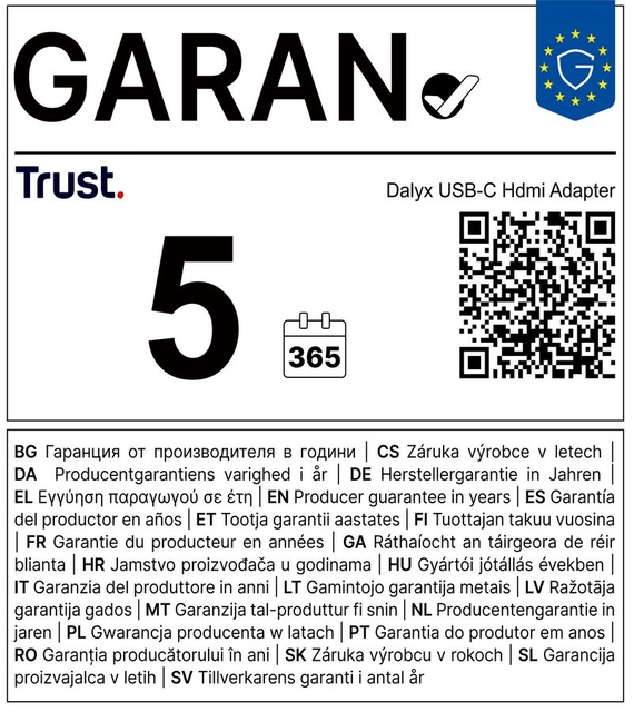 USB-C HDMI-adapter, 5 jaar garantie