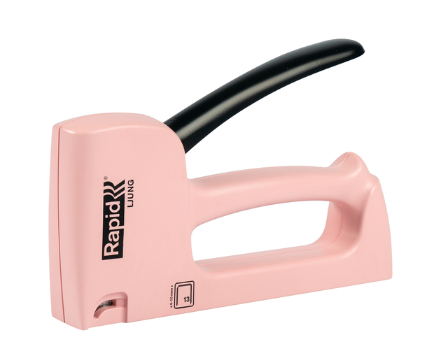 stapler, pink, handheld, metal, tape