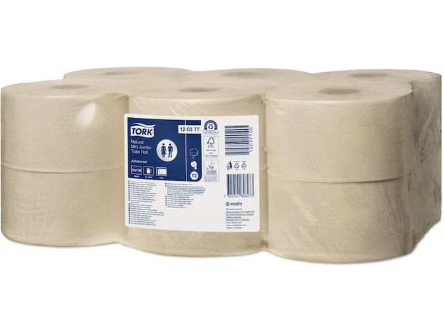 Tork Naturel Mini Jumbo Toiletpapier T2 2lgs doos 12x170m