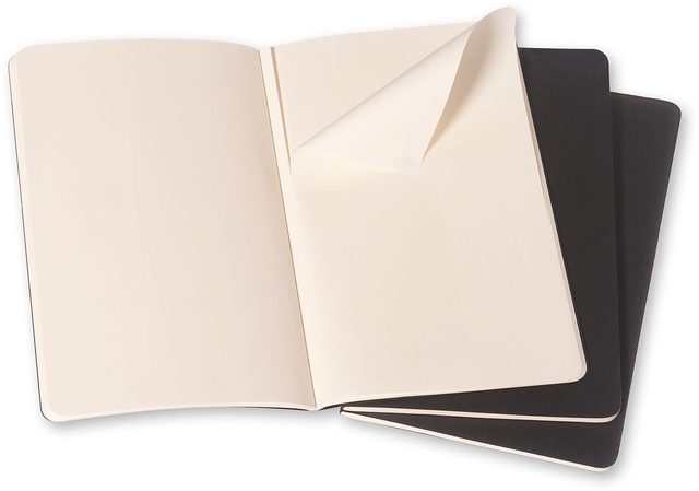 Schrift Moleskine 90x140mm blanco 240 pagina's 70gr zwart set à 3 stuks