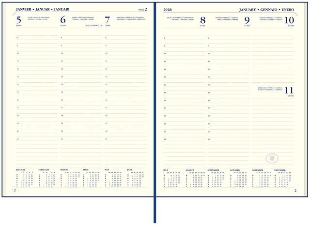 Agenda 2027 Ryam Executive Mundior 7dagen/2pagina's bordeaux