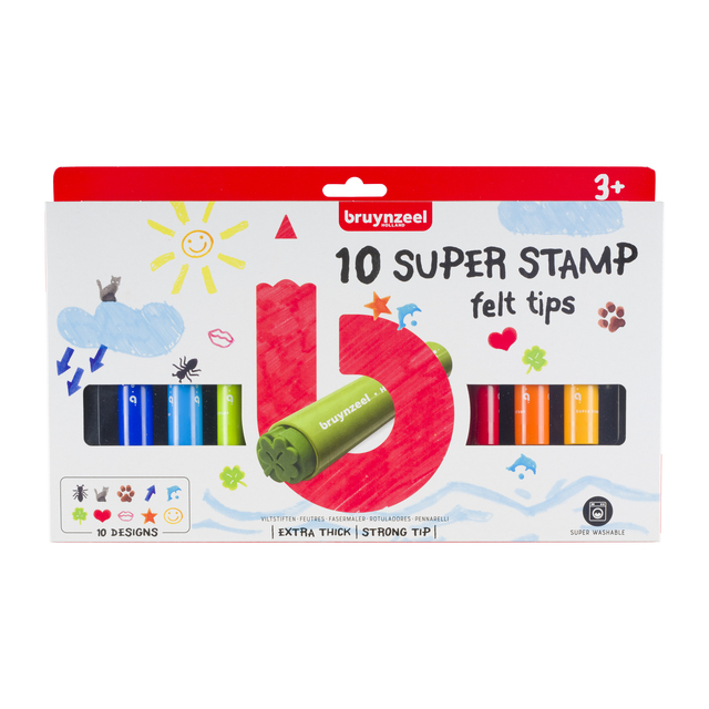 Stempelstift Bruynzeel Kids Super Stamp set à 10 kleuren