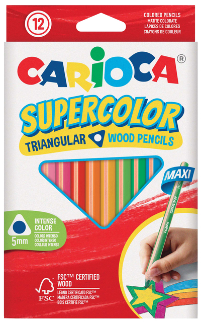 Kleurpotlood Carioca Supercolor Triangular set à 12 kleuren
