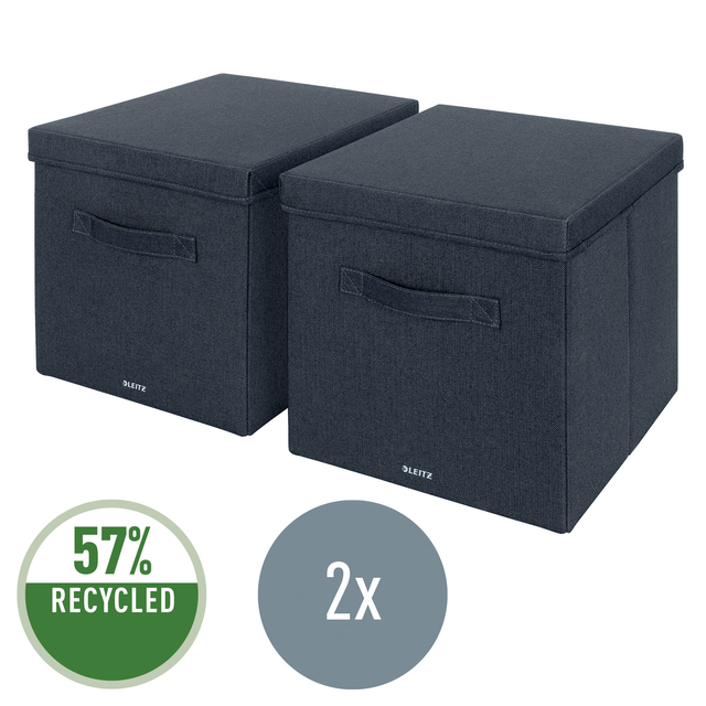 Opbergdoos Leitz gestoffeerd met deksel 330x325x380mm grijs 2 st