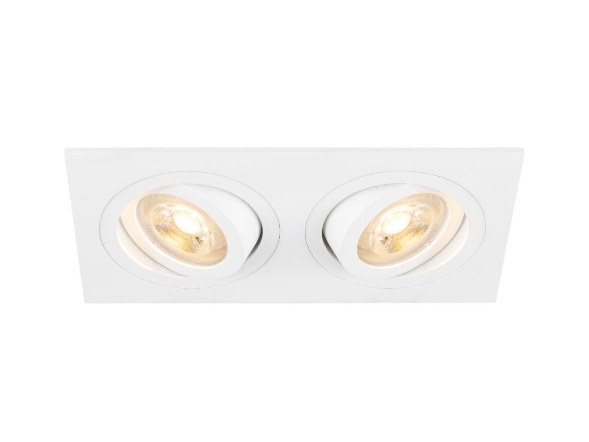 inbouwverlichting, dubbele spot, dimbaar, witte afdekking, inbouwspot