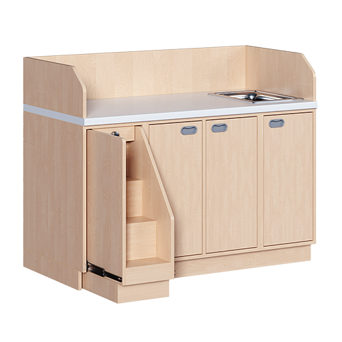 Commode, drie rijen plus wastafel