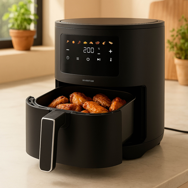 air fryer, digitale display, zwart, mand, voedsel capaciteit