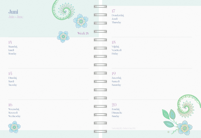 planner, notebook, calendar, weekly, flowers