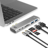 
ACT USB-C Thunderbolt™ 3 multiport adapter voor 1 HDMI monitor, 2x USB-A, 1x USB-C, kaartlezer, PD pass-through
      