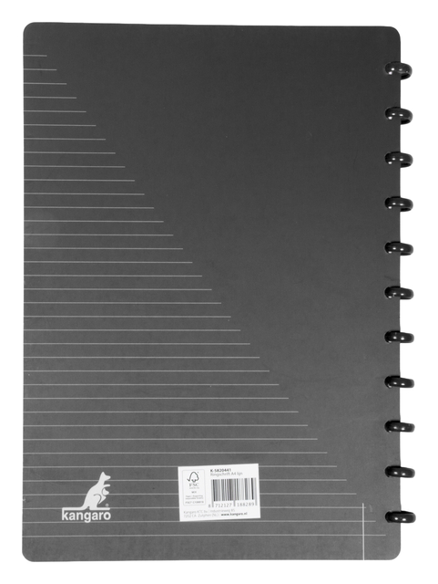 notebook, spiral-bound, zwart, lijnen, A5-formaat