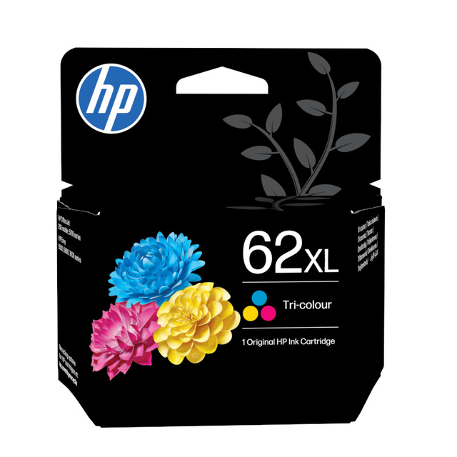 inktcartridge, inktcartridge, driekleur, 62XL, HP