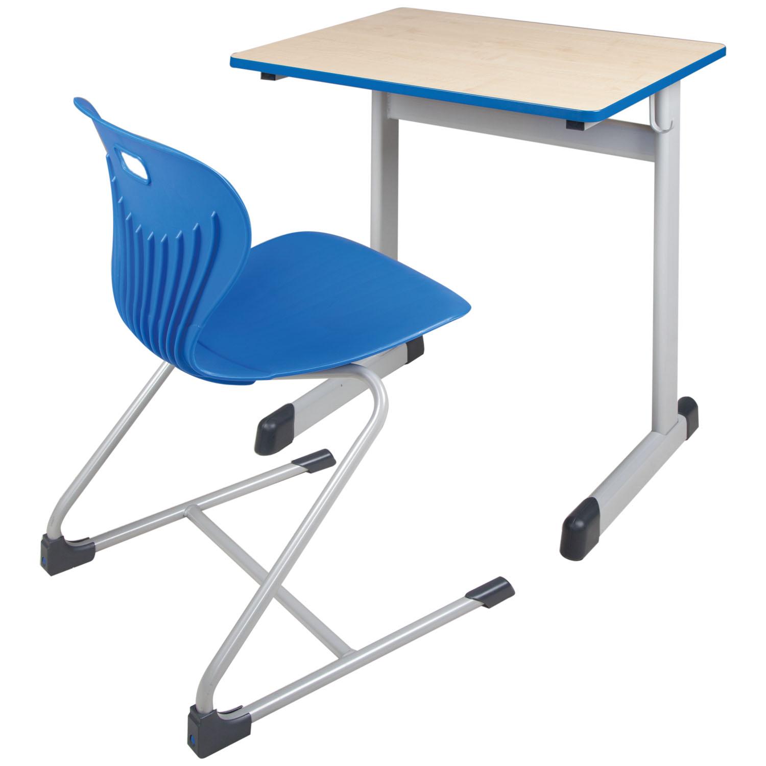1-persoons leerlingtafel 70x65 cm model T, melamine gecoat, rond tafelblad met ABS randafwerking