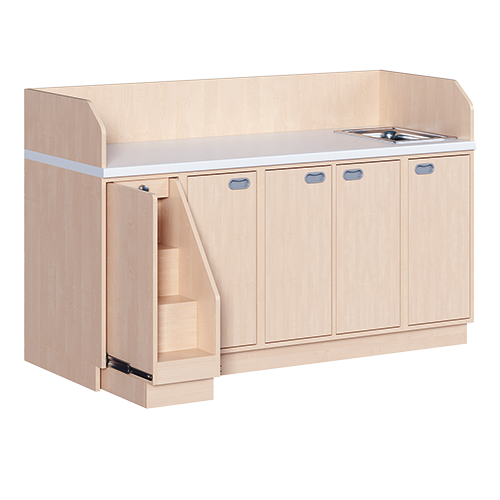 Commode, vier rijen plus wastafel