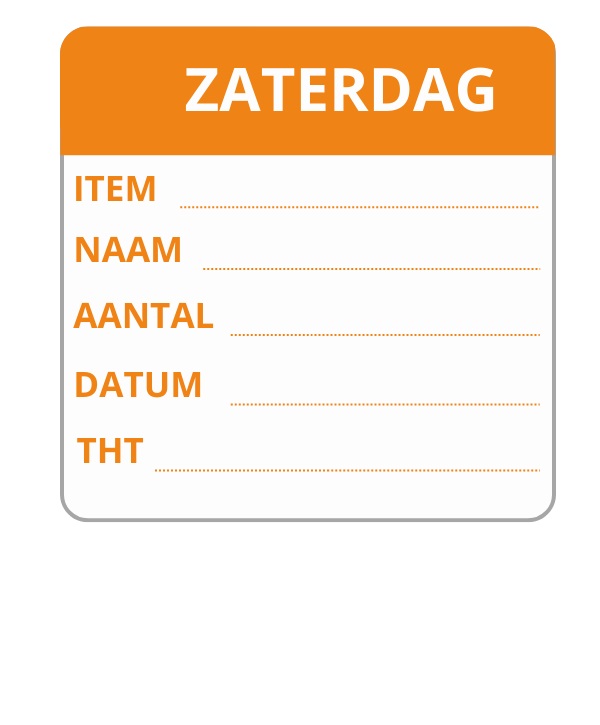 Labellord PL Daglabel Etiket Zaterdag 50x50 mm Flush 250st