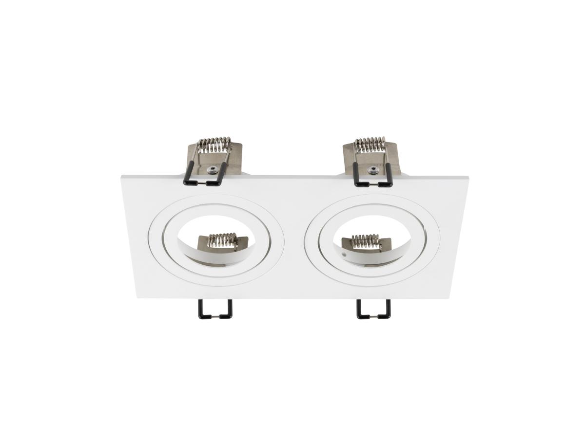 inbouwspot, dubbele downlights, recessed plafondverlichting, draaibare koppen, witte afwerking