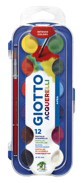 Gouache Giotto 30mm doos à 12 kleuren met penseel