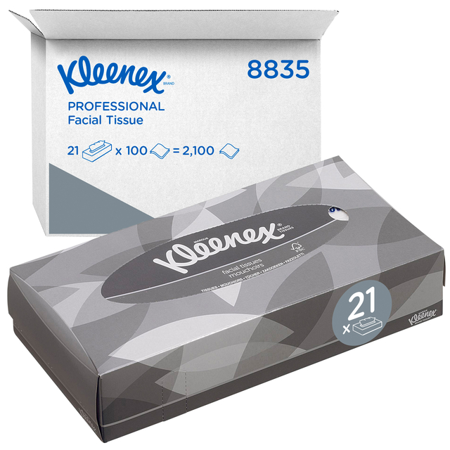 Facial tissues Kleenex standaard 2-laags 21x100stuks wit 8835