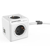 
Allocacoc PowerCube Extended, stekkerdoos met USB poorten, 4 sockets, 1.5m, wit/grijs
      