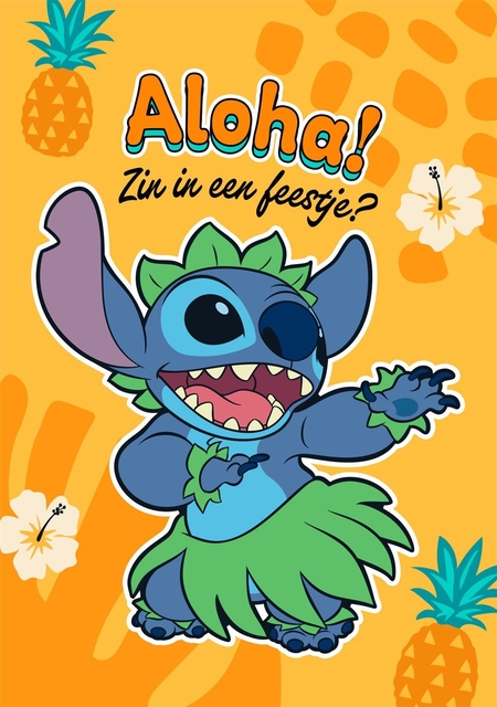 Wenskaart Hallmark uitnodiging Disney Stitch pak à 6 stuks