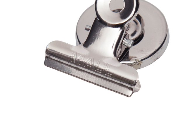 Papierklem MAUL Bulldog met magneet 30mm zilver 2 stuks