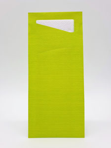 Duni Bestekzakje 85x19cm Kiwi en Servet White doos 5x100st